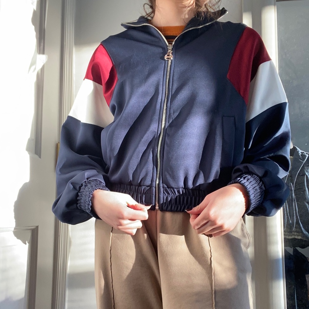 bershka blue bomber jacket
